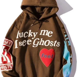 Lucky Me I See Ghosts Brown Hoodie